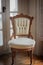 Wood Frame, Tufted Upholstery Vintage Chair