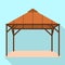 Wood gazebo icon, flat style