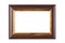 Wood and gold frame with copyspace. Rectangle decorative border on white background and blank space