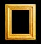 Wood gold frame isolated on black