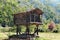 A wood granary for storing crops in a village in Georgia