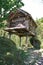 A wood granary for storing crops in a village in Georgia