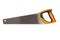 Wood hacksaw carpentry and locksmith tool, a type of hand saw for sawing wood, isolated on a white