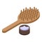 Wood hair brush icon isometric vector. Comb bristle