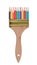 A wood handled paint brush with the bristles made of various different colored pencils