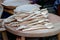  Wood handmade spoons on a wood table 