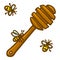 Wood honey spoon icon, hand drawn style