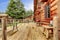 Wood horse farm cabin rustic deck.