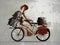 Wood Human Driver Bicycle With Empty Background, Travel With Bike Concept,