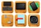 Wood icons set vector