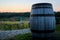 Wood Iron Wine Cask in Vineyard