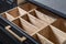 Wood kitchen drawer organizer, utensil holder for kitchen tools or bathroom, furniture details