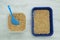 Wood litter cat litter. Tray and container with scoop