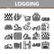 Wood Logging Industry Collection Icons Set Vector