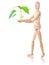 Wood man with plant