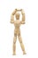 Wood Mannequin Stretch your arms to relax on isolated white back