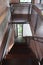 Wood with metal of loft stair in house.