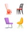 Wood and Metal, Plastic Chairs Isolated Vector