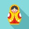 Wood nesting doll icon, flat style