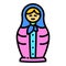 Wood nesting doll icon, outline style