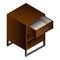 Wood nightstand icon, isometric style