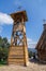 Wood orthodox church with bell tower in Kustendorf, traditional village Drvengrad, Serbia.