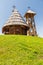 Wood orthodox church with bell tower in Kustendorf, traditional village Drvengrad, Serbia.