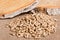 Wood pellets close up .Wooden pellet bio fuel. Biomass Pellets - cheap energy. The cat litter