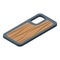 Wood phone cover icon isometric vector. Smart cellphone