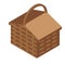 Wood picnic box icon isometric vector. Food basket