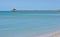 Wood pier jutting into tropical waters of gulf of mexico