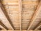 Wood plank roof structure of an exterior porch