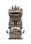 Wood Polynesian Tiki idol, god statue carving. Vector illustration