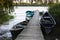 Wood pontoon and boats