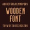 Wood retro alphabet vector font. Letters and numbers.