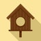 Wood round bird feeders icon, flat style