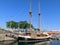 Wood sailing ship in the harbor