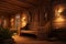 Wood sauna interior, luxury steam room of spa in hotel or home