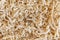 Wood sawdust background closeup. Sawdust floor texture. Top view. Sawdust texture, close-up background of brown sawdust