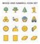 Wood, sawmill industry vector icon set design