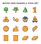 Wood and sawmill vector icon set design