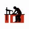Wood Sculptor Icon: A Pictogram Of A Carpenter In Isotype Style