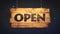 Wood-Sign Animation: Exit, Open, Entry on Wodden Sign - on background