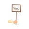 Wood sign board for ballot or election with yes word