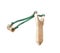 Wood slingshot with green rubber and leather patterns   on white background with clipping path