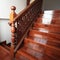 Wood staircase with parquet floor