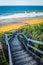 Wood stairs going to the sea in Bells Beach, on the Great Ocean Road