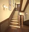 Wood stairs in the modern house.