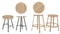 wood stool bar on white background, top view, side