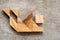 Wood tangram puzzle in human stumble and falling shape